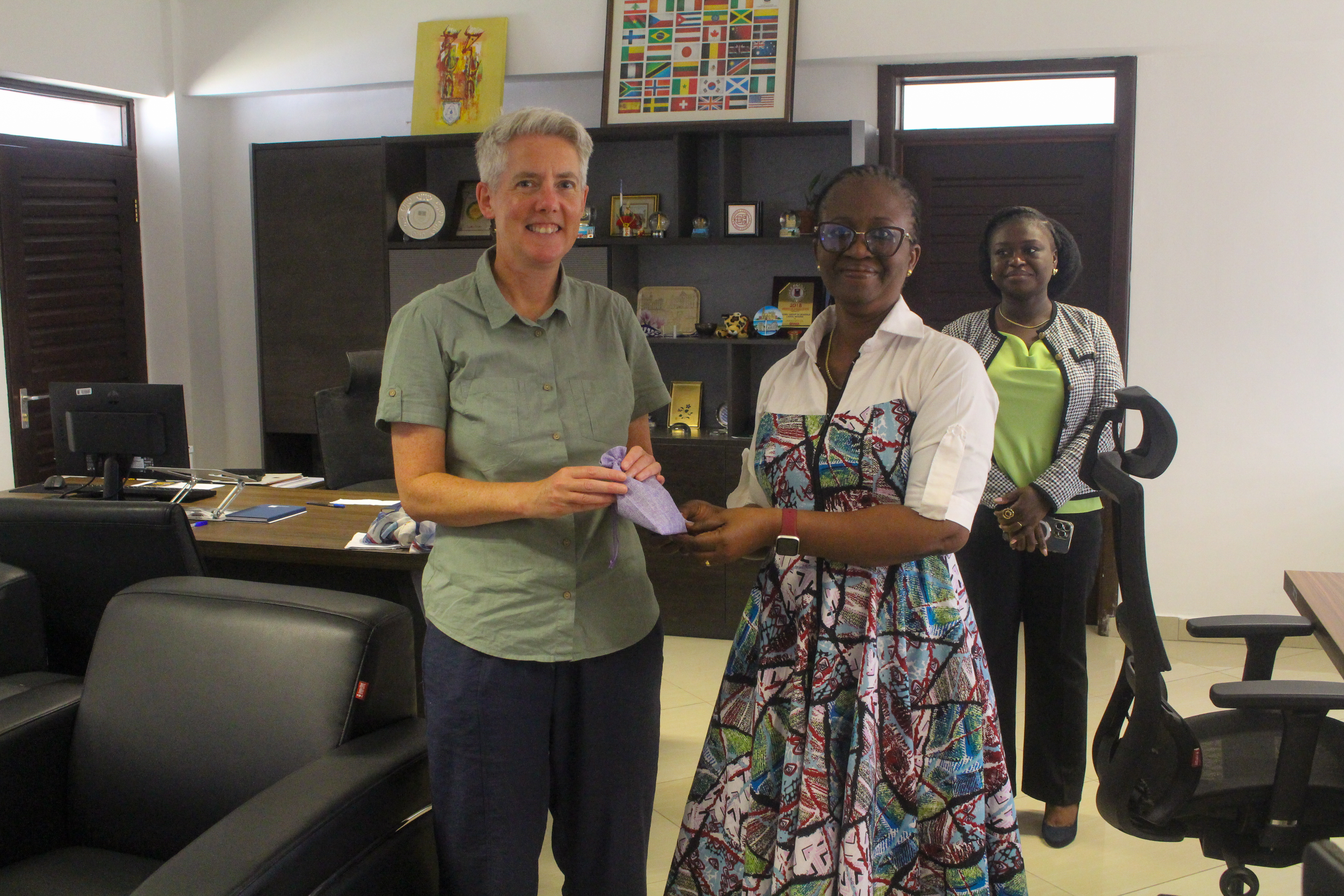 Lydia Bigley with international office staff at University of Ghana